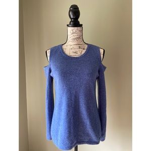 Charter Club Cashmere Cold Shoulder blue sweater